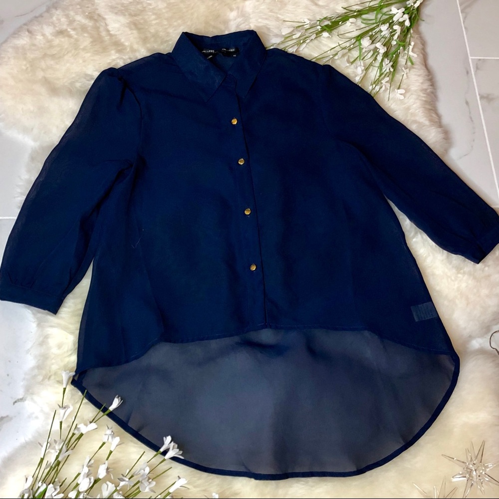 Ali & Kris Navy Sheer Top (S)